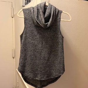 Grey cowl neck sleeveless sweater